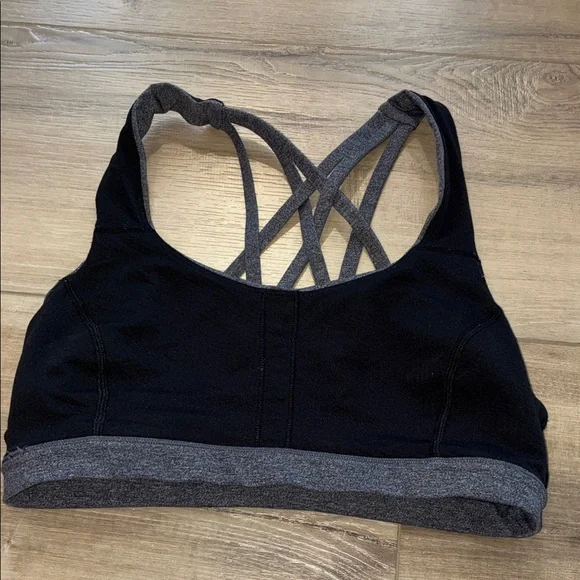 Lululemon Women's Charcoal Strappy Back Sports Bra with Red Bag Size 6 No Pads - Picture 7 of 8